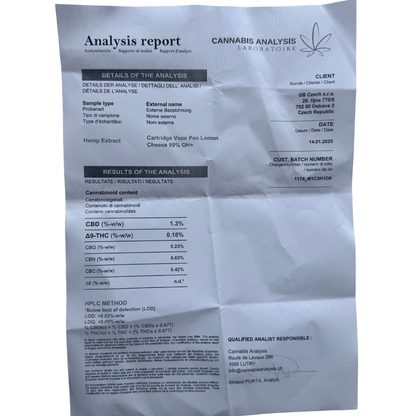 THCA Cartridge – Lemon Cheese 1ml - 99%