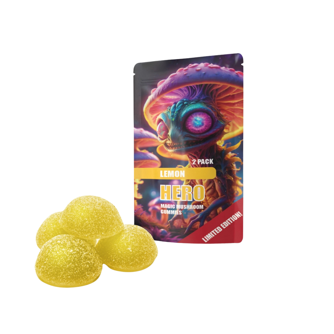 Hero Muscimol Gummies Lemon 10mg – Magic Mushroom 2-pack - Von Leaf